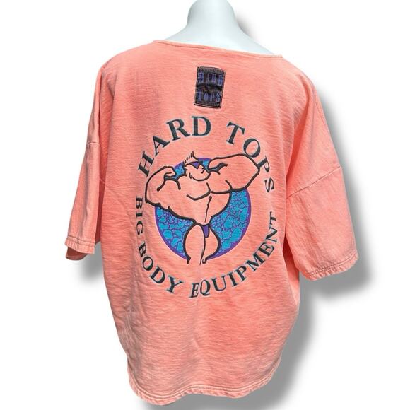 Vtg 90s Hard Tops Sweatshirt Neon Retro Graphic Print Bodybuilding Top Rare Sz L - Picture 10 of 14